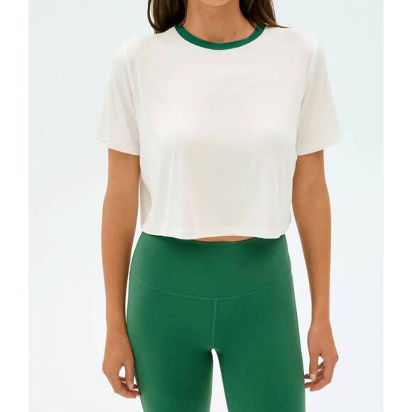 SPLITS59 Tops - NEW SPLITS59 djuna crop ringer top in white arugula